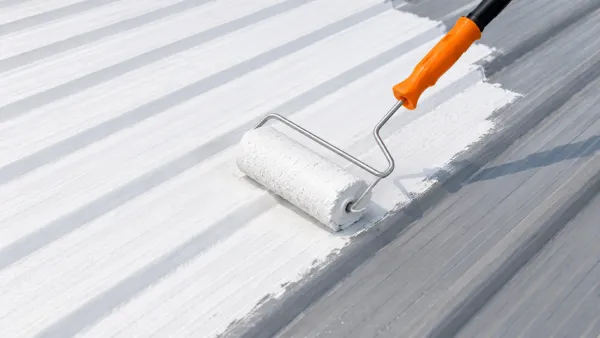 Metal Primer Being Applied to Roof